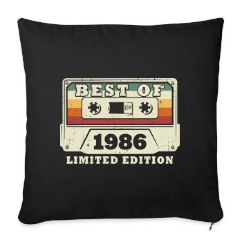 Millésime 1986 Vintage Born Rétro Anniversaire - Housse de coussin décorative 45 x 45 cm - noir - Devant