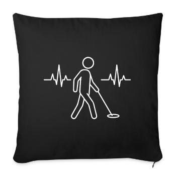 Heartbeat Of A Metal Detectorist Pulse Line Art - Sofa pillowcase 17,3'' x 17,3'' (45 x 45 cm) - black - Front