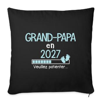 Grand-Papa en 2027 Cadeau Futur Grand-père humour - Housse de coussin décorative 45 x 45 cm - noir - Devant