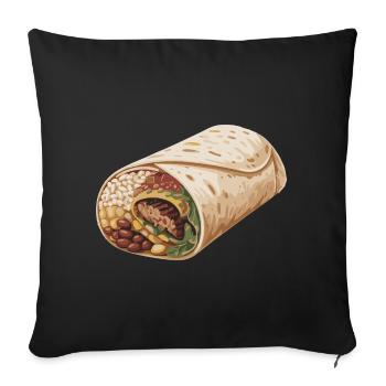 Burrito Wrap Illustration - Sofa pillowcase 17,3'' x 17,3'' (45 x 45 cm) - black - Front