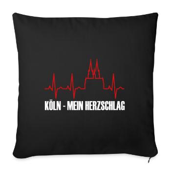 Cologne skyline with heartbeat from the cathedral - Sofa pillowcase 17,3'' x 17,3'' (45 x 45 cm) - black - Front