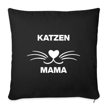 CUTE CAT MOM DESIGN – MUSTACHE HEART LOVE! - Sofa pillowcase 17,3'' x 17,3'' (45 x 45 cm) - black - Front