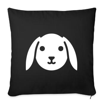 Cute floppy ear bunny rabbit head - Sofa pillowcase 17,3'' x 17,3'' (45 x 45 cm) - black - Front
