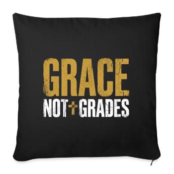 La grâce n’évalue pas Enseignant chrétien Jésus foi - Housse de coussin décorative 45 x 45 cm - noir - Devant