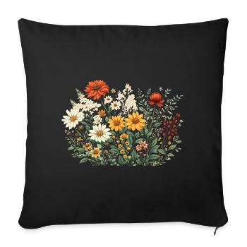 Vintage Flower Women Wildflower Garden Garden - Sofa pillowcase 17,3'' x 17,3'' (45 x 45 cm) - black - Front