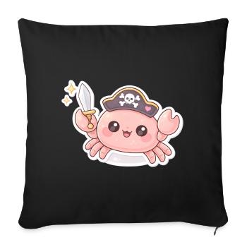 Pirate Crab with Sword - Sofa pillowcase 17,3'' x 17,3'' (45 x 45 cm) - black - Front