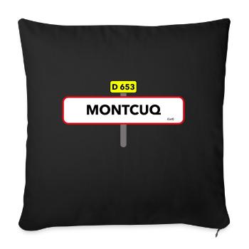Montcuq t shirt road sign humor - Sofa pillowcase 17,3'' x 17,3'' (45 x 45 cm) - black - Front
