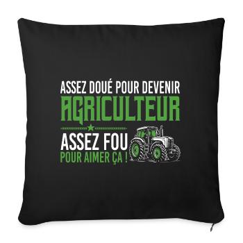 Assez fou pour aimer ça agriculteur humour - Housse de coussin décorative 45 x 45 cm - noir - Devant