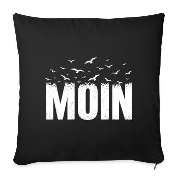 MOIN Nordsee Möwen Küste Shirt - Sofakissenbezug 45 x 45 cm - Schwarz - Vorne