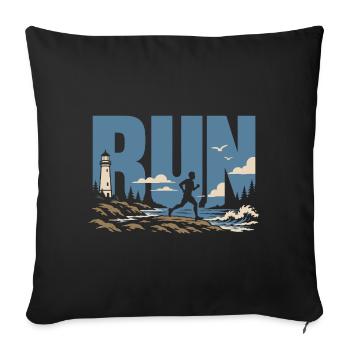 Trail running - Housse de coussin décorative 45 x 45 cm - noir - Devant