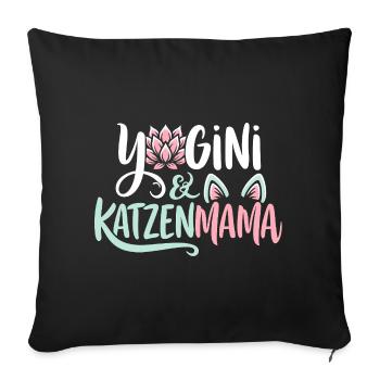 Yogini Katzenmama Yoga Katzenliebe - Sofakissenbezug 45 x 45 cm - Schwarz - Vorne