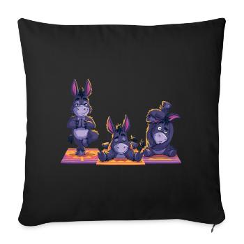 Yoga Âne Savasana Namasté Humour - Housse de coussin décorative 45 x 45 cm - noir - Devant