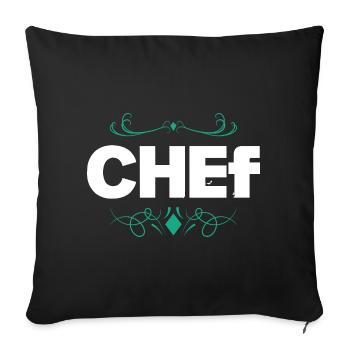 Chef logo with elegant ornamental lines - Sofa pillowcase 17,3'' x 17,3'' (45 x 45 cm) - black - Front