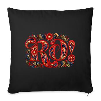 RO! Norwegian rose painting - Sofa pillowcase 17,3'' x 17,3'' (45 x 45 cm) - black - Front