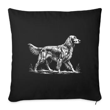 Setter irlandais dessiné à la main - Maman du chien setter rouge Papa - Housse de coussin décorative 45 x 45 cm - noir - Devant