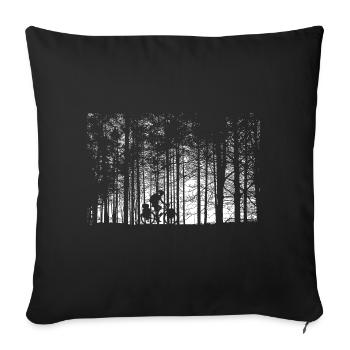 Waldpfad Silhouette: Fahrrad - Sofakissenbezug 45 x 45 cm - Schwarz - Vorne