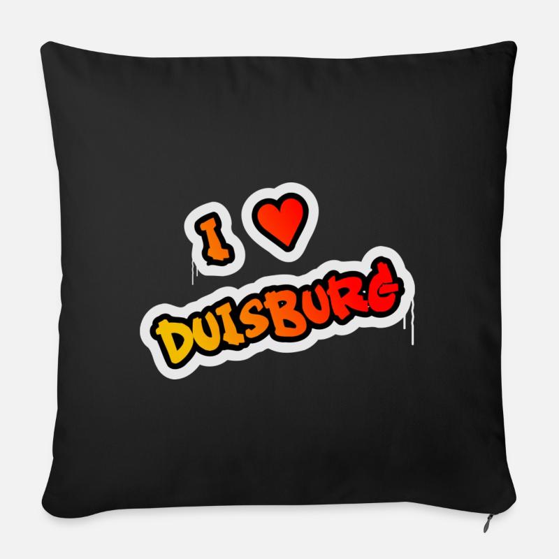 J'aime Duisburg - Housse de coussin décorative 45 x 45 cm - noir
