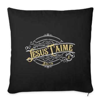 Jésus t'aime - Housse de coussin décorative 45 x 45 cm - noir - Devant