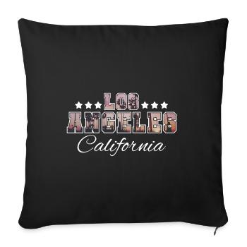 Los Angeles California - Housse de coussin décorative 45 x 45 cm - noir - Devant