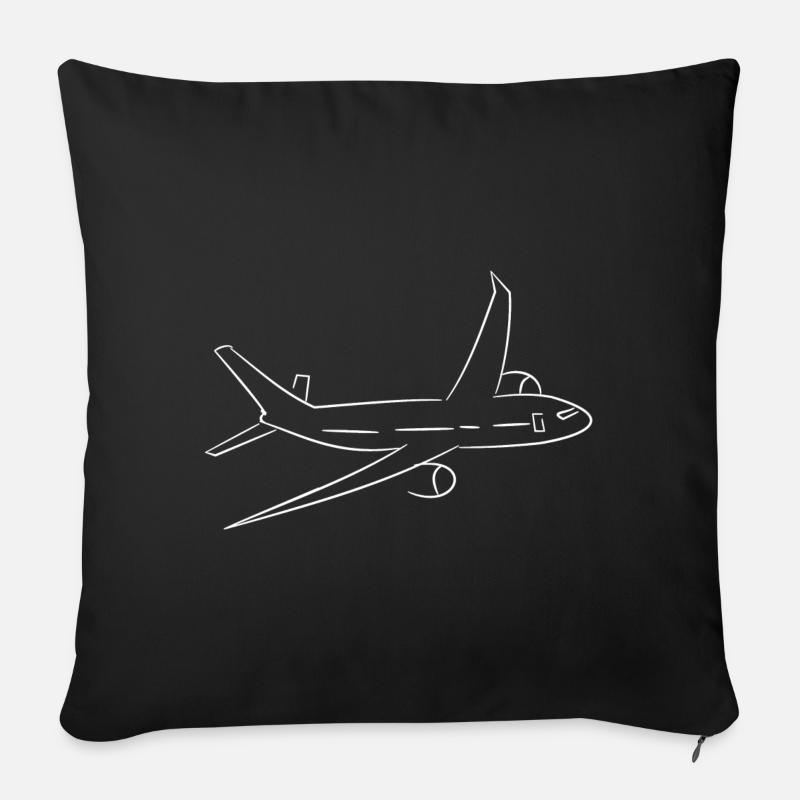 Flugzeug - Sofakissenbezug 45 x 45 cm - Schwarz