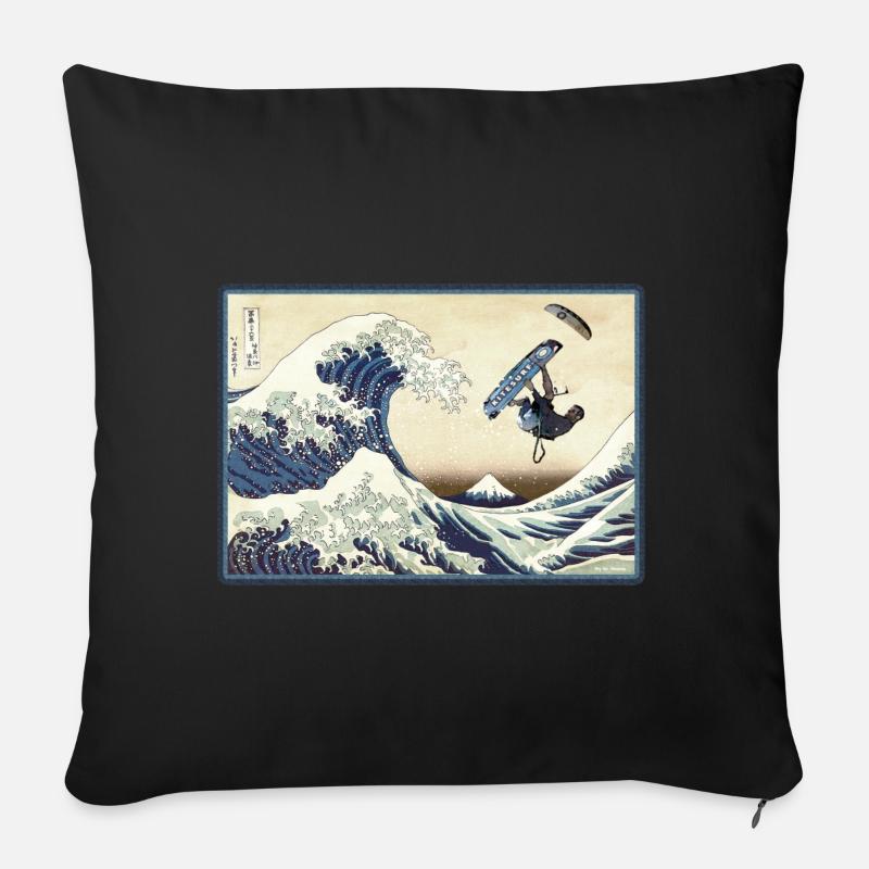 KitaWaga - Housse de coussin décorative 45 x 45 cm - noir