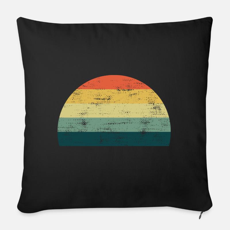 Retro Sonne Sunset Regenbogen Farben Vorlage - Sofakissenbezug 45 x 45 cm - Schwarz