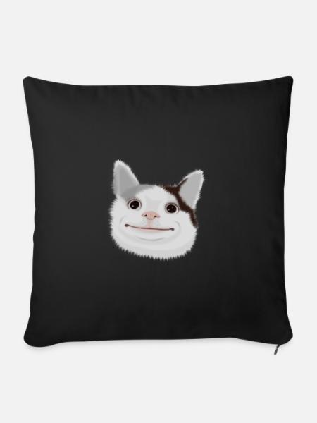 polite cat meme - Sofakissenbezug 45 x 45 cm - Schwarz