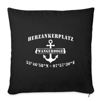 Herzankerplatz - Wangerooge - Sofakissenbezug 45 x 45 cm - Schwarz - Vorne