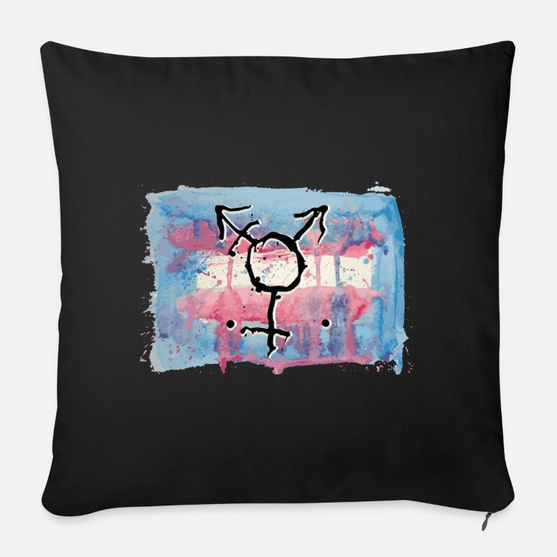trans flagge transgender trans - Sofakissenbezug 45 x 45 cm - Schwarz