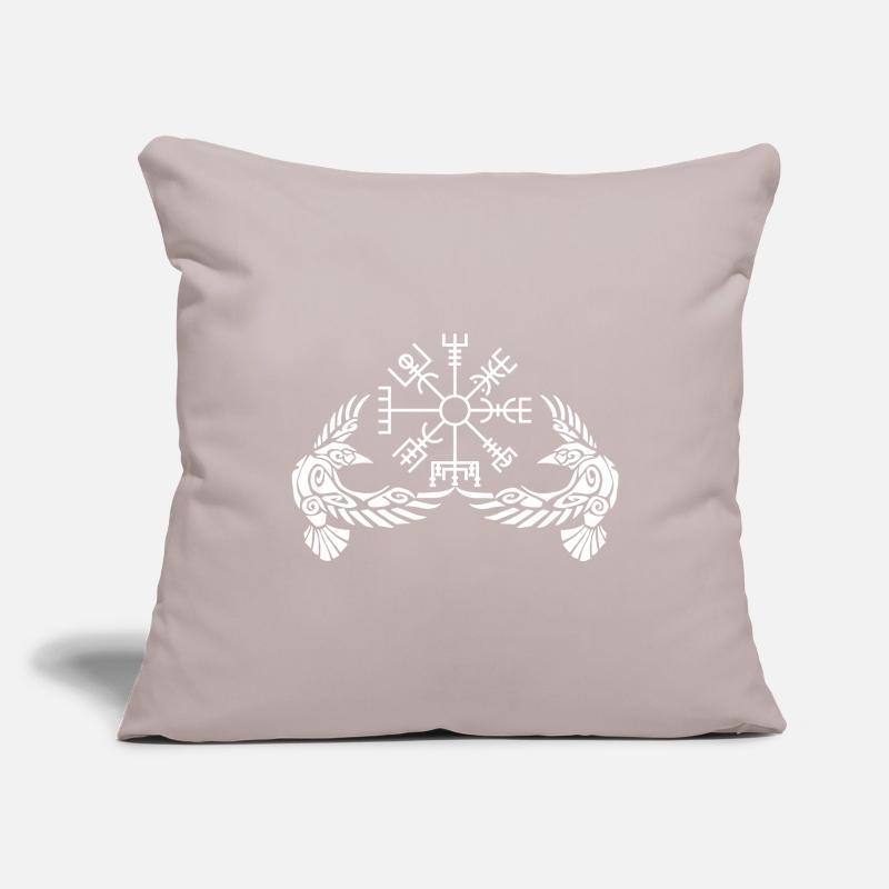 White ravens and Viking compass Sofa pillowcase 17,3'' x 17,3'' (45 x 45 cm)