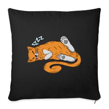 Cat Sleeping Sleeping Shirt Nap - Sofa pillowcase 17,3'' x 17,3'' (45 x 45 cm) - black - Front