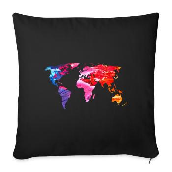World Colorful World Map - Sofa pillowcase 17,3'' x 17,3'' (45 x 45 cm) - black - Front