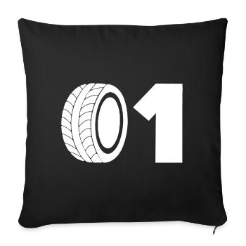 Motorsport tyre number 01 - Sofa pillowcase 17,3'' x 17,3'' (45 x 45 cm) - black - Front