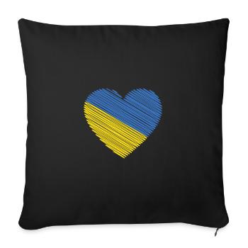 Support Ukraine with I Love Ukraine Heart - Sofa pillowcase 17,3'' x 17,3'' (45 x 45 cm) - black - Front