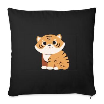 Kuscheltiger Cartoon Streifenmuster - Sofakissenbezug 45 x 45 cm - Schwarz - Vorne