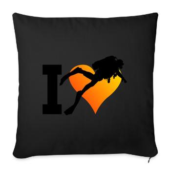 Diver Diving Scuba Divers Free Dive Divers - Sofa pillowcase 17,3'' x 17,3'' (45 x 45 cm) - black - Front