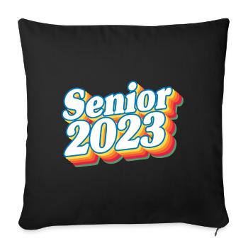 Cadeau de fête de remise des diplômes rétro de la classe senior de 2023 - Housse de coussin décorative 45 x 45 cm - noir - Devant