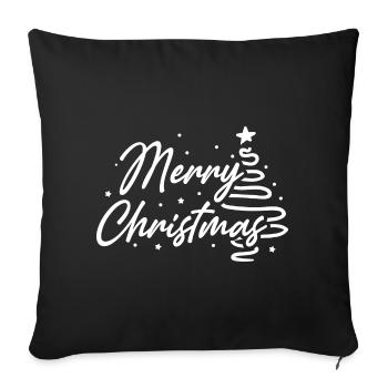 Joyeux Noël script arbre - Housse de coussin décorative 45 x 45 cm - noir - Devant