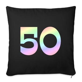 geburtstagsshirt, 50 pastell Verlauf - Sofakissenbezug 45 x 45 cm - Schwarz - Vorne