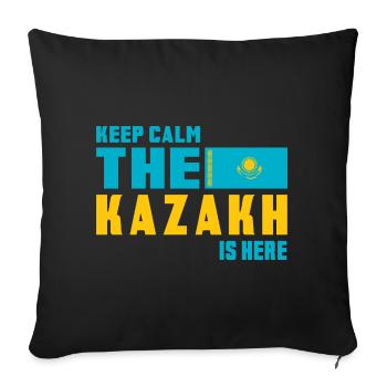 Design du drapeau Keep Calm Kazakhstan - Housse de coussin décorative 45 x 45 cm - noir - Devant