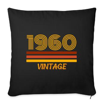 1960, année de naissance, je suis vintage - Housse de coussin décorative 45 x 45 cm - noir - Devant