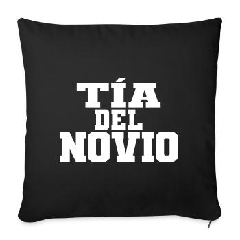 Tia del Novio Groom's Auntie Women Wedding Gift - Sofa pillowcase 17,3'' x 17,3'' (45 x 45 cm) - black - Front