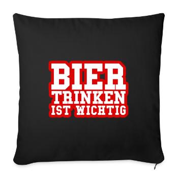 Bier trinken ist wichtig - Sofakissenbezug 45 x 45 cm - Schwarz - Vorne