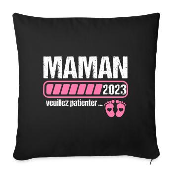 Maman en 2023 annonce naissance cadeau femme - Housse de coussin décorative 45 x 45 cm - noir - Devant
