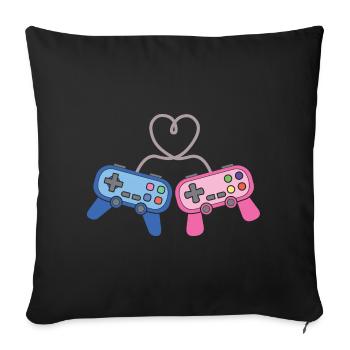 Gaming Gamer Paar Männer Frauen Valentinstag - Sofakissenbezug 45 x 45 cm - Schwarz - Vorne