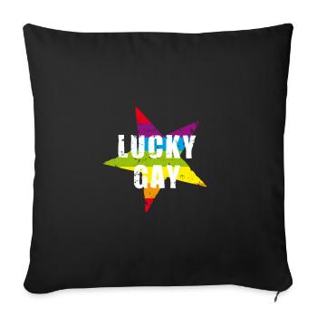 LUCKY GAY - pride - LGBTQ - used look - Stern - Sofa pillowcase 17,3'' x 17,3'' (45 x 45 cm) - black - Front