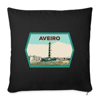 Phare de la Lagune d'Aveiro Illustration originale - Housse de coussin décorative 45 x 45 cm - noir - Devant