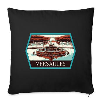 Vue Jardin Château Versailles : Élégance Royale - Housse de coussin décorative 45 x 45 cm - noir - Devant