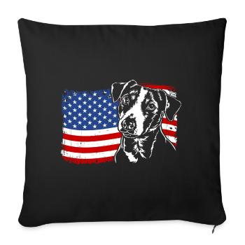 Jack Russell Terrier America Flag Dogs Wilsigns - Sofa pillowcase 17,3'' x 17,3'' (45 x 45 cm) - black - Front