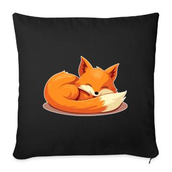 Fox Sleeps - Forest Animals Love Sleep Shirt Child - Sofa pillowcase 17,3'' x 17,3'' (45 x 45 cm) - black - Front